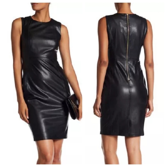 Calvin Klein Dresses & Skirts - NWT Calvin Klein Vegan Faux Leather Sheath Dress